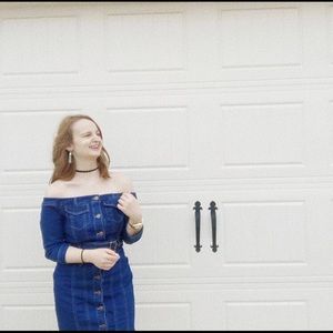 Fashion Nova Off the Shoulder Denim Dress